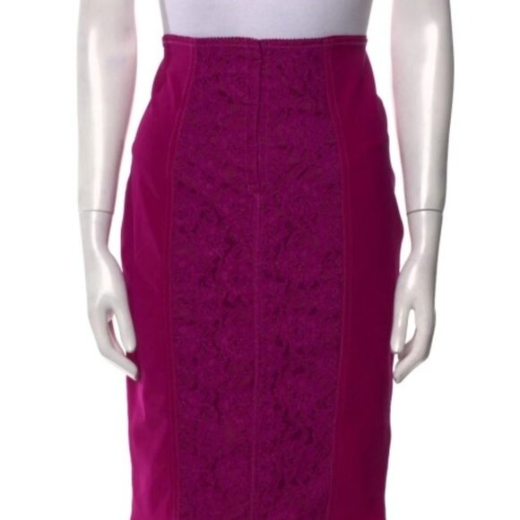 NWT D&G Purple Lace Pattern Knee-Length Skirt Size: M - Picture 1 of 7